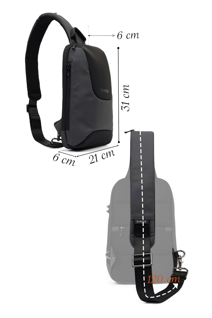 D-Pack Men's Grey Technological Crossbody Bag