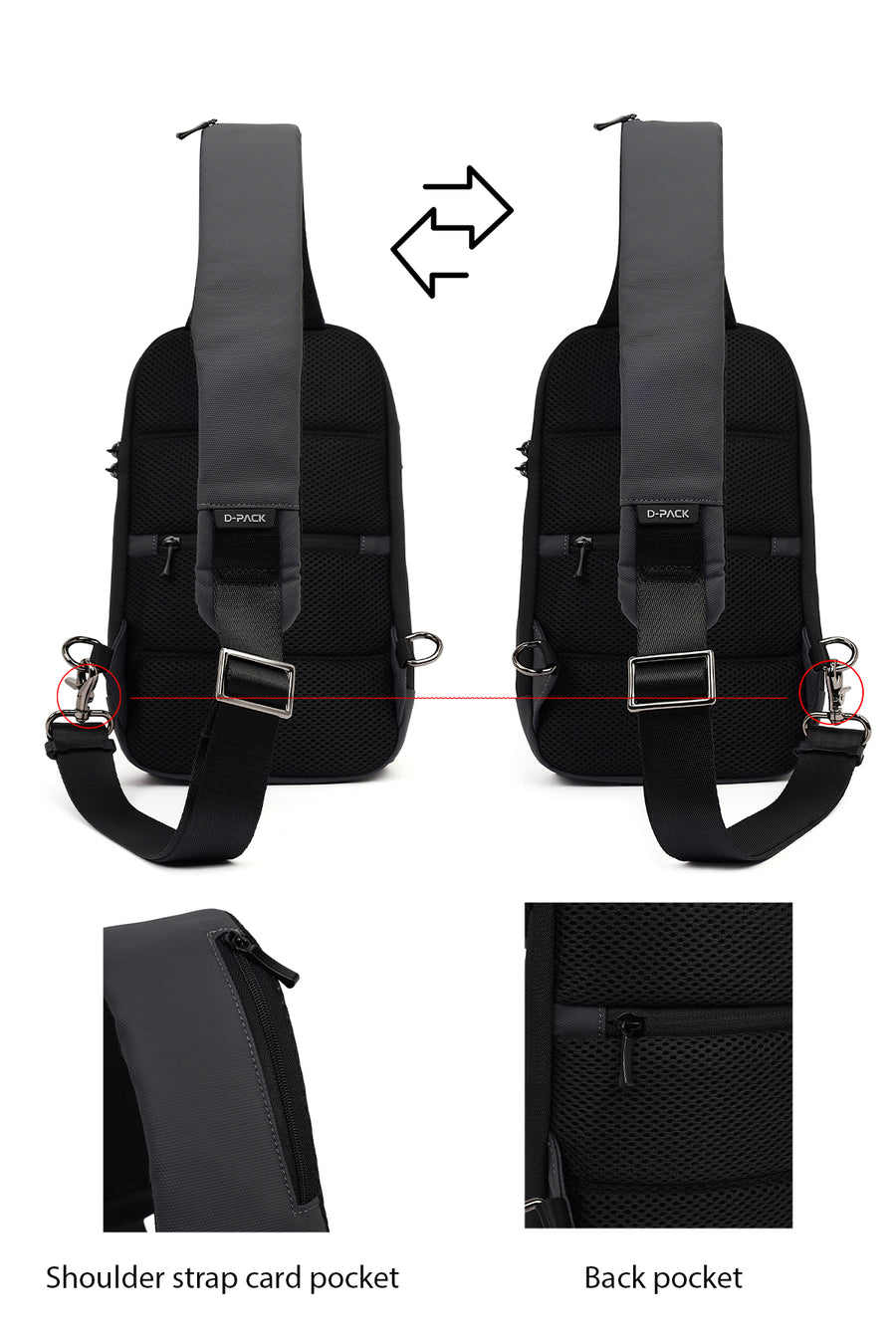 D-Pack Men's Grey Technological Crossbody Bag
