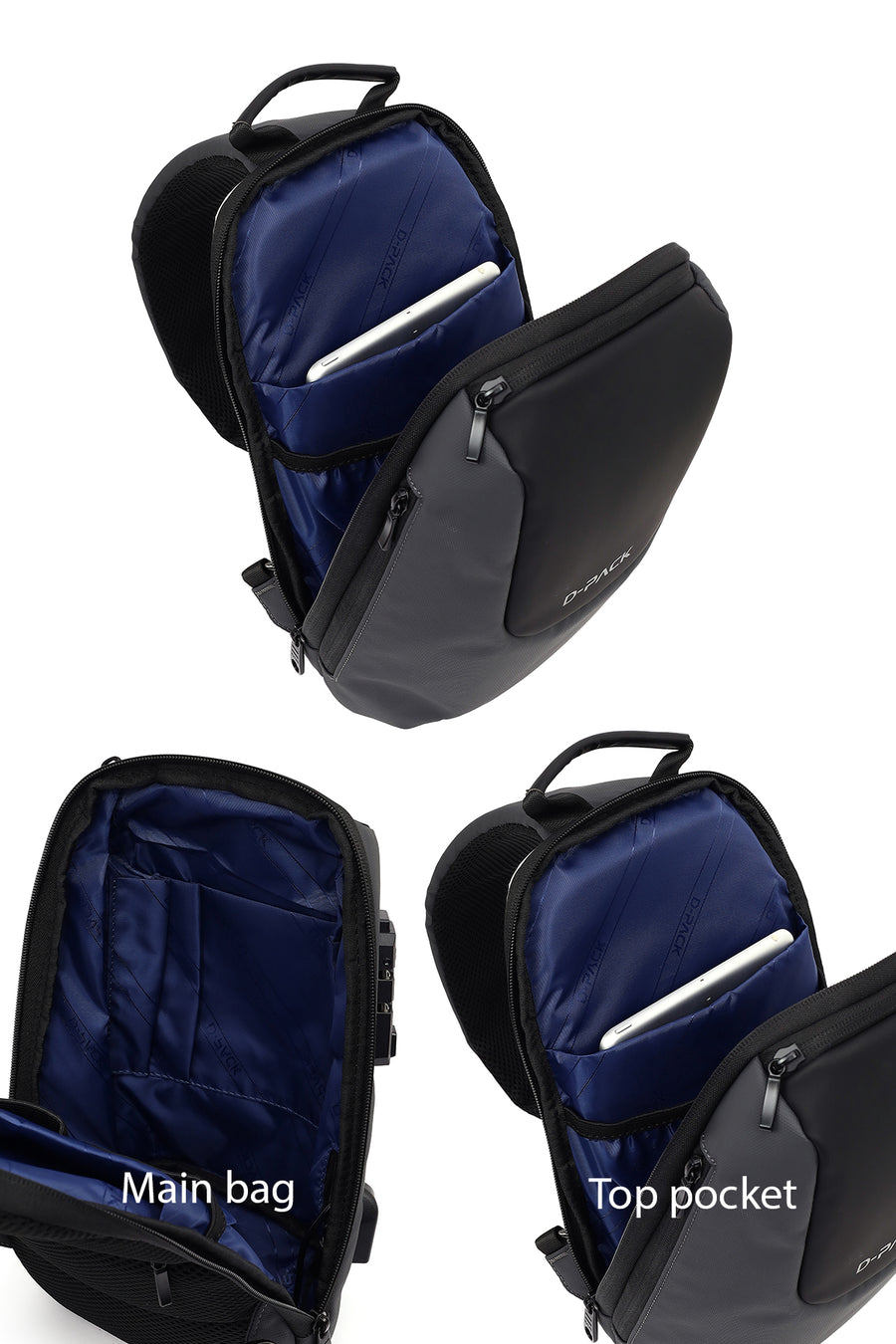 D-Pack Men's Grey Technological Crossbody Bag