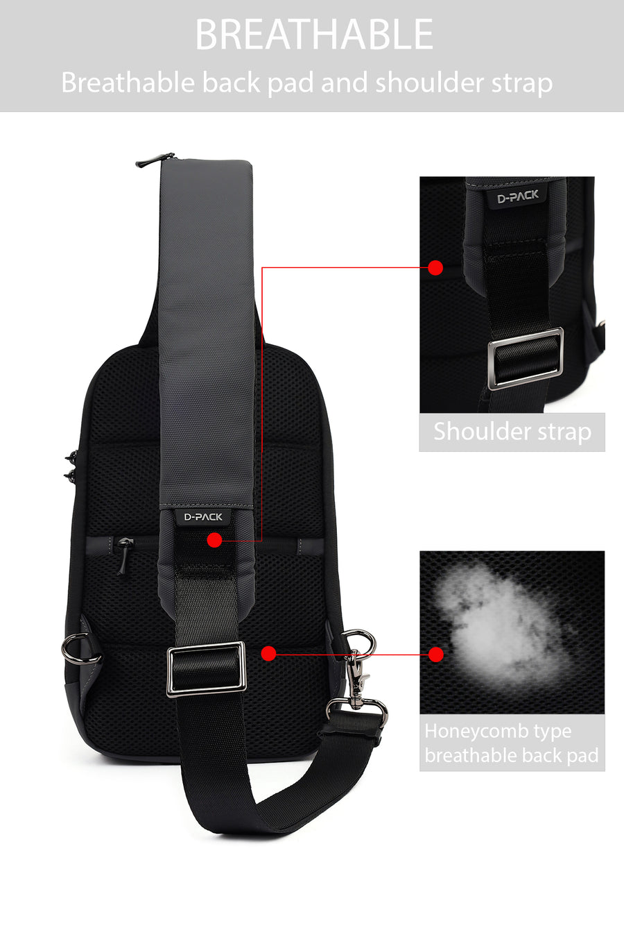 D-Pack Men's Grey Technological Crossbody Bag