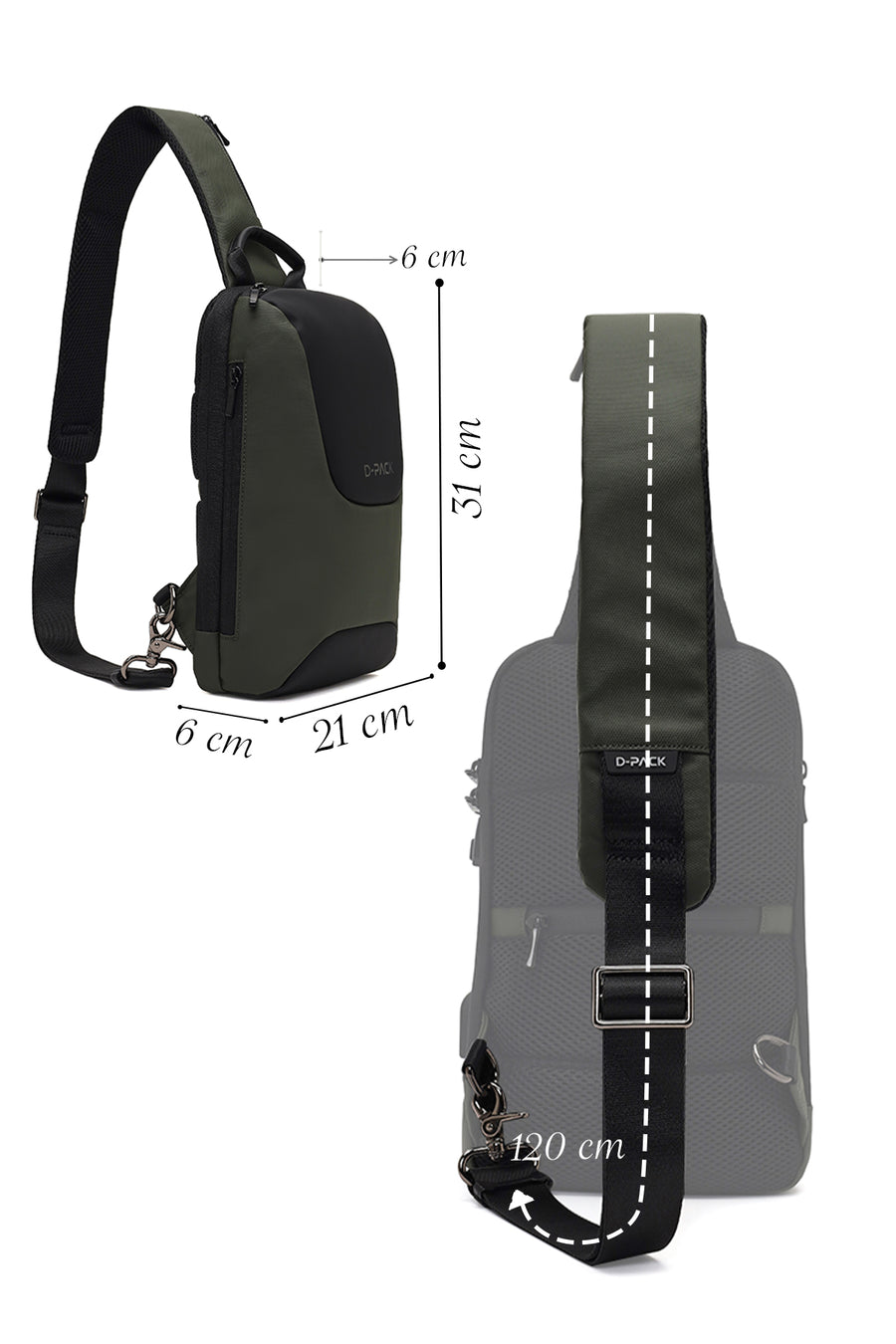 D-Pack Erkek Haki Teknolojik Çapraz Çanta