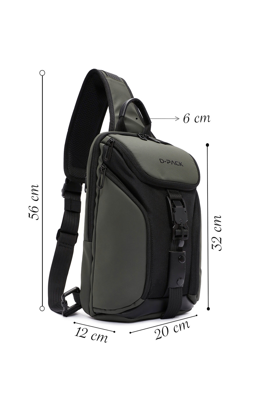 D-Pack Men's Green Long Strap Shoulder Bag