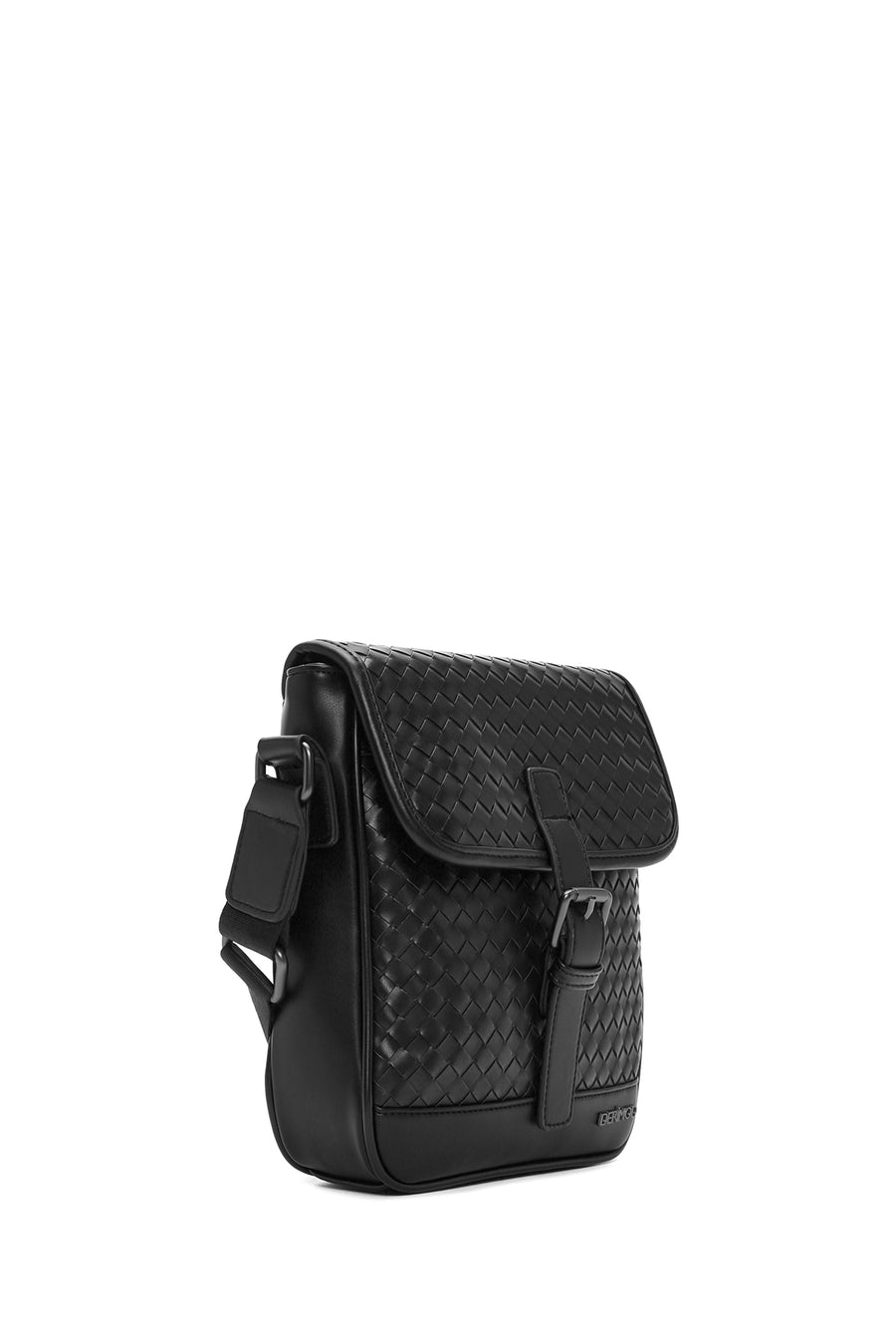 Men's Black Braided Messenger Bag