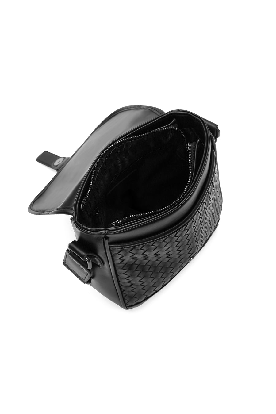 Men's Black Braided Messenger Bag