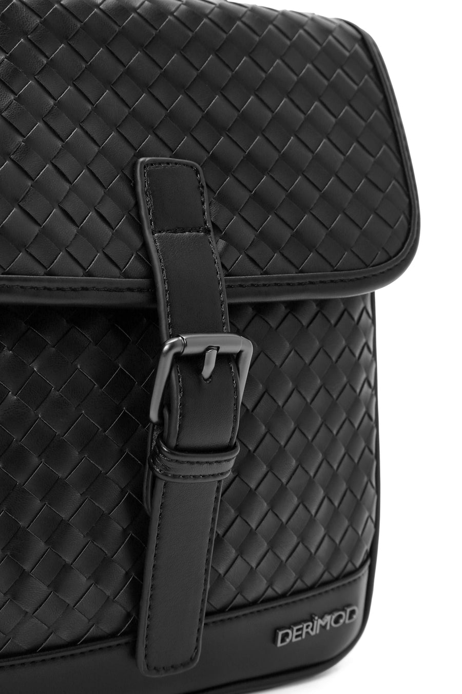 Men's Black Braided Messenger Bag