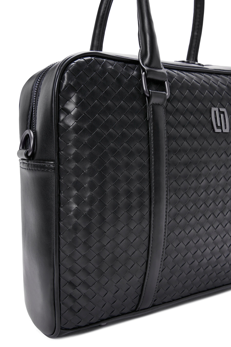 Men's Black Knitted Patterned Briefcase