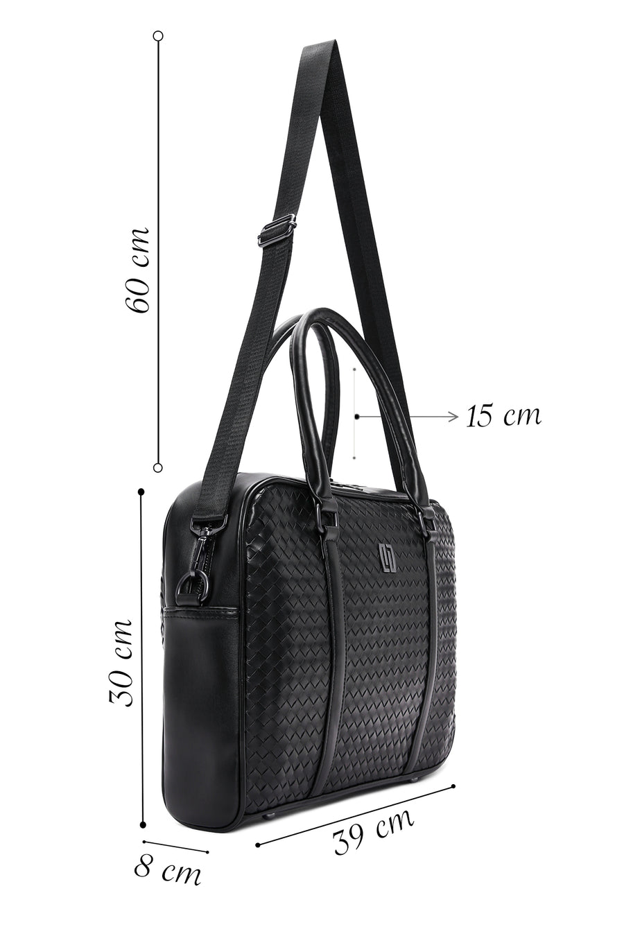 Men's Black Knitted Patterned Briefcase