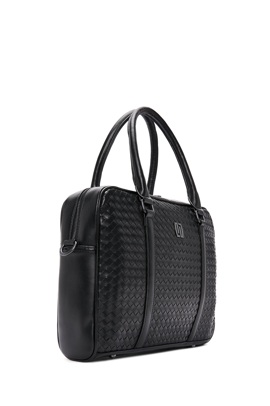 Men's Black Knitted Patterned Briefcase