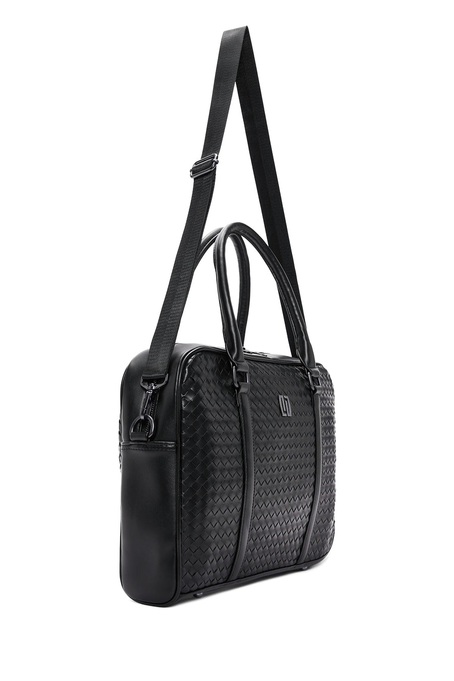 Men's Black Knitted Patterned Briefcase