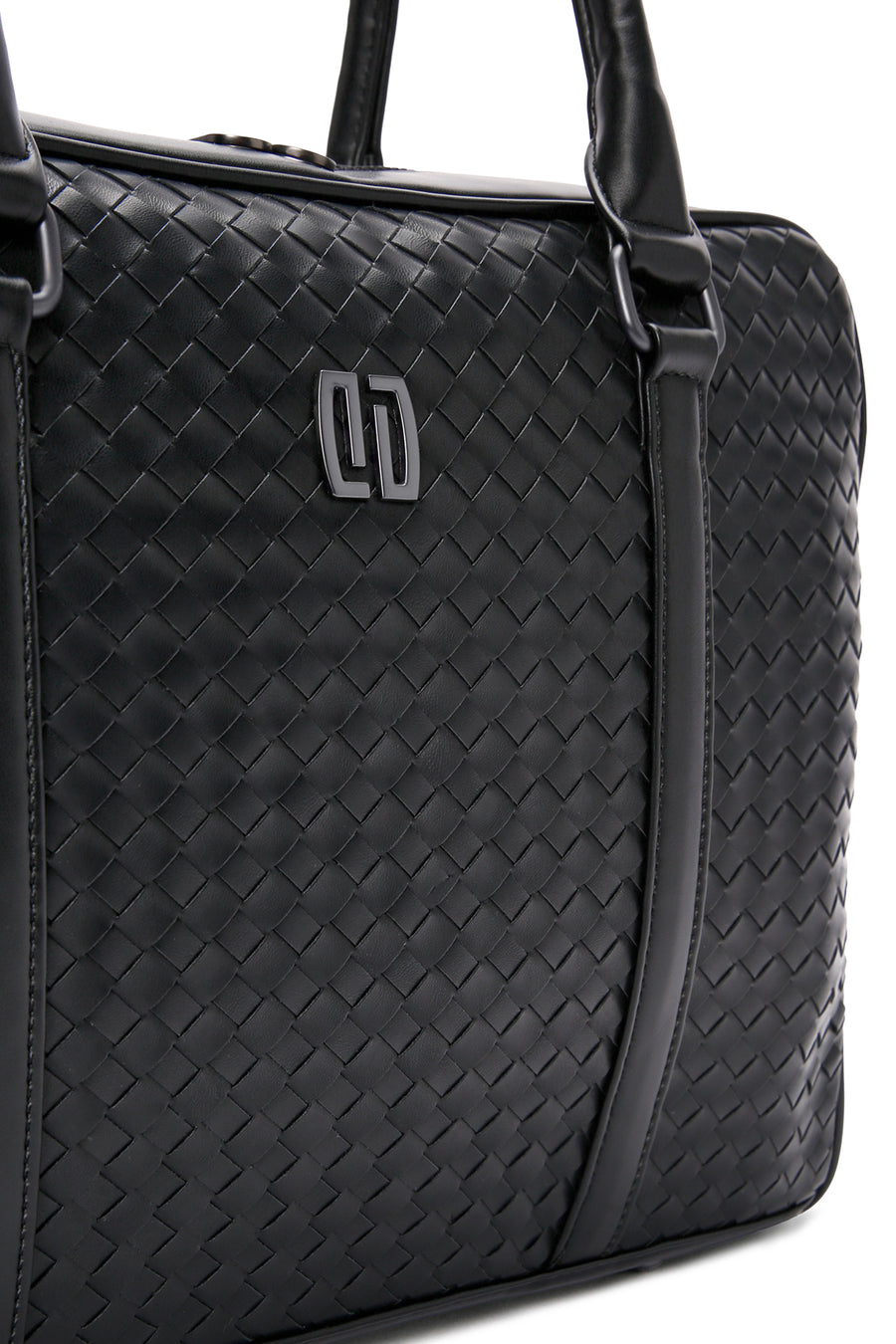 Men's Black Knitted Patterned Briefcase