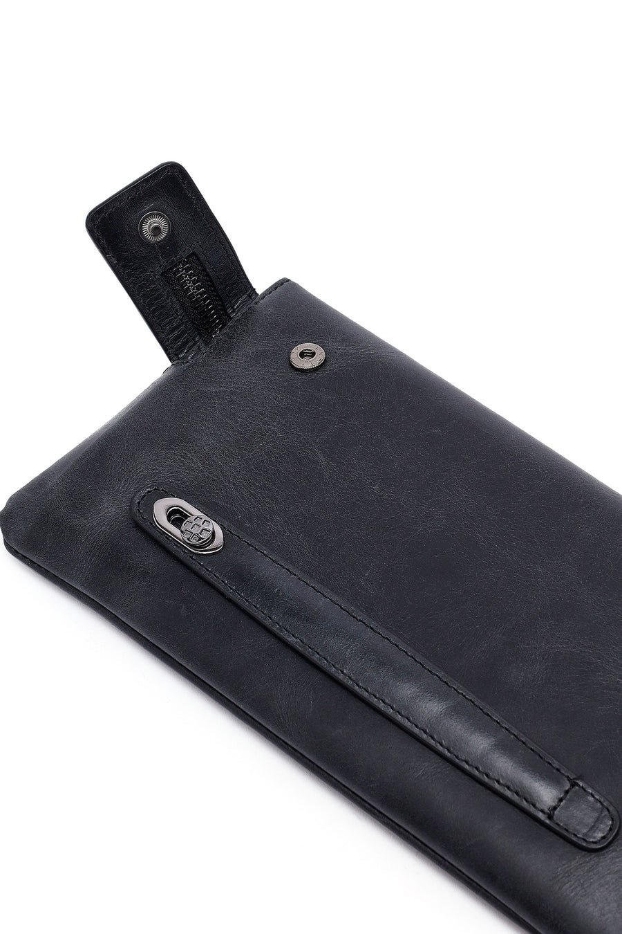 Men's Black Leather Mini Handbag