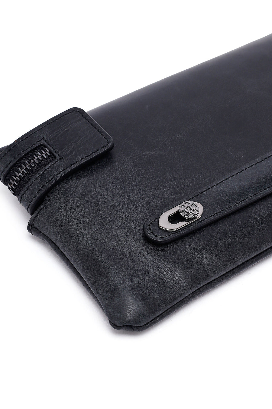 Men's Black Leather Mini Handbag