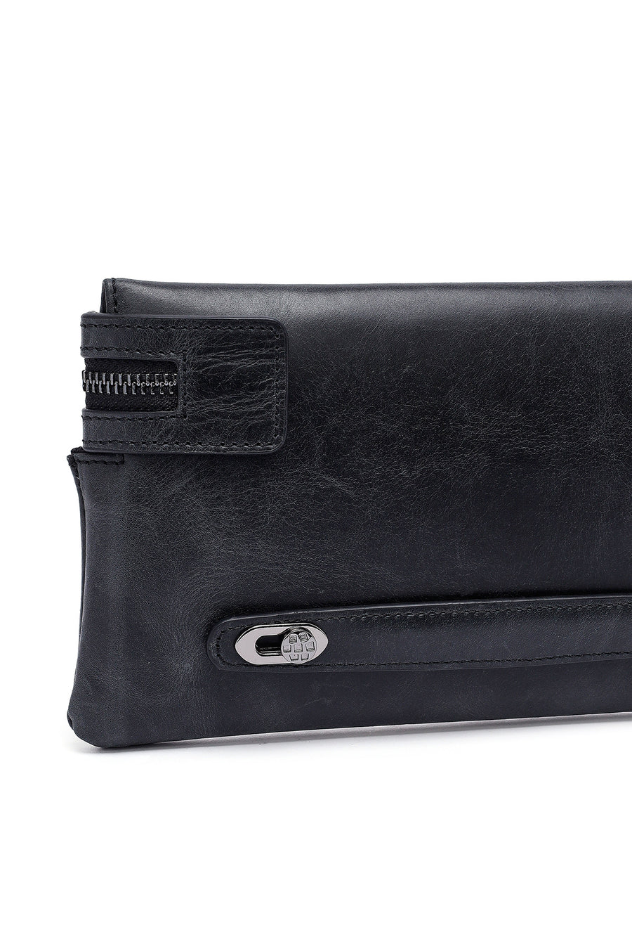 Men's Black Leather Mini Handbag
