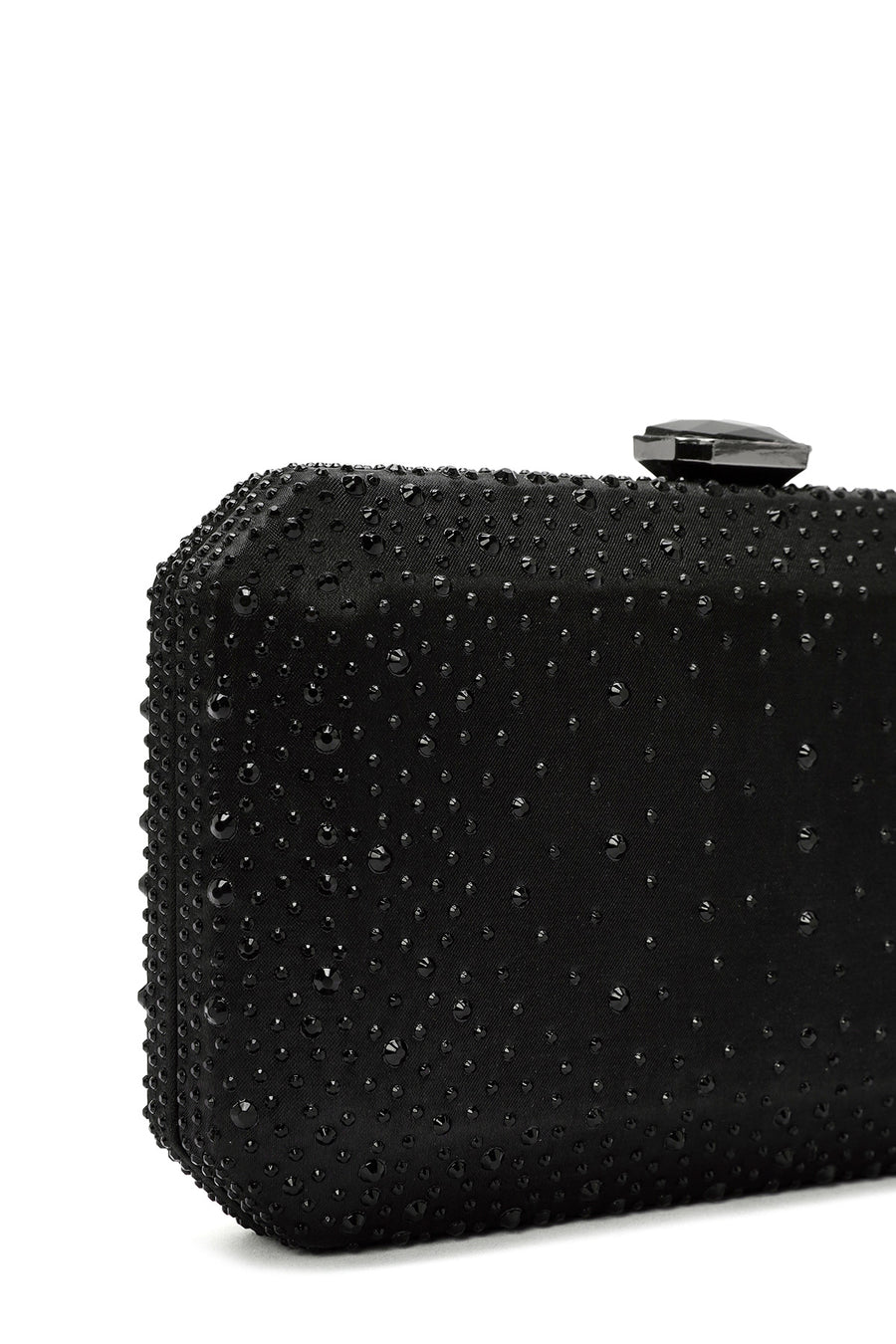 Women's Black Long Strap Stone Clutch Bag