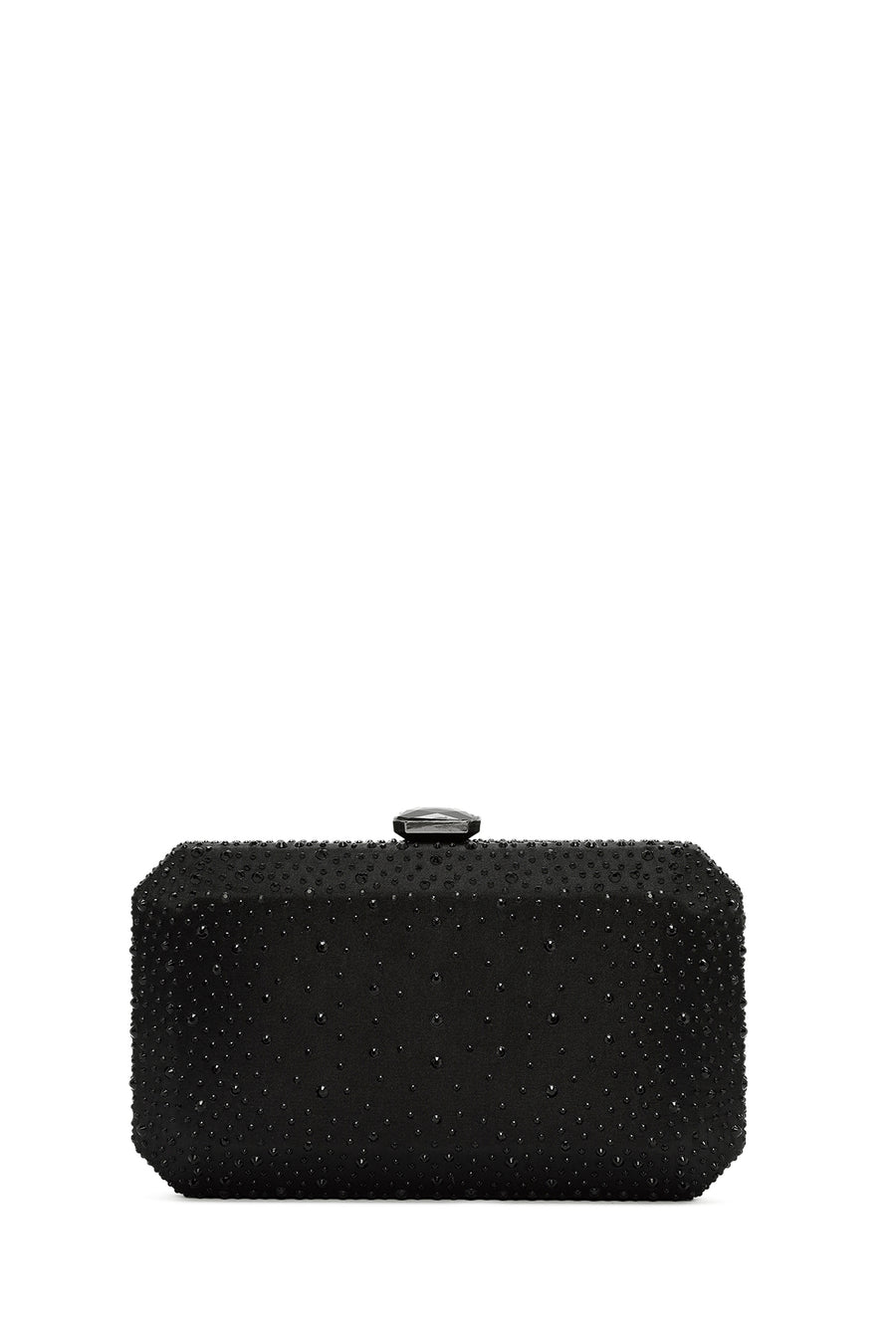 Women's Black Long Strap Stone Clutch Bag