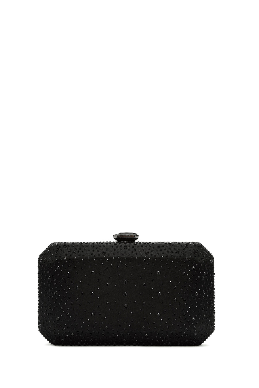 Women's Black Long Strap Stone Clutch Bag