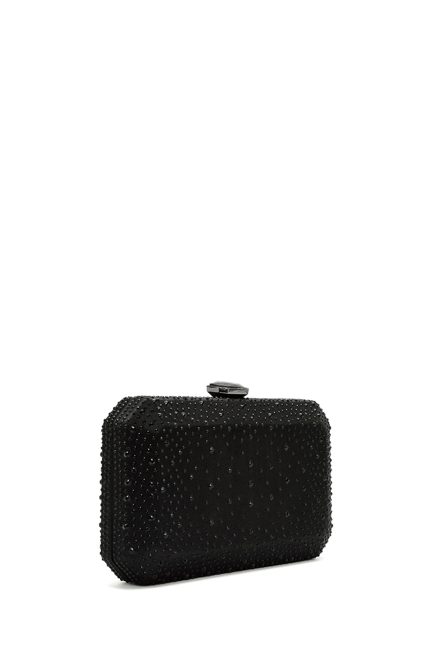 Women's Black Long Strap Stone Clutch Bag