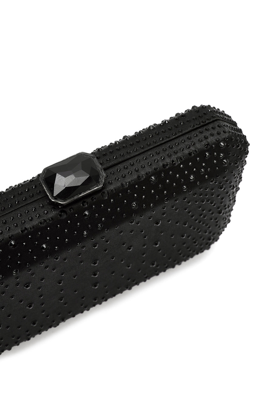 Women's Black Long Strap Stone Clutch Bag