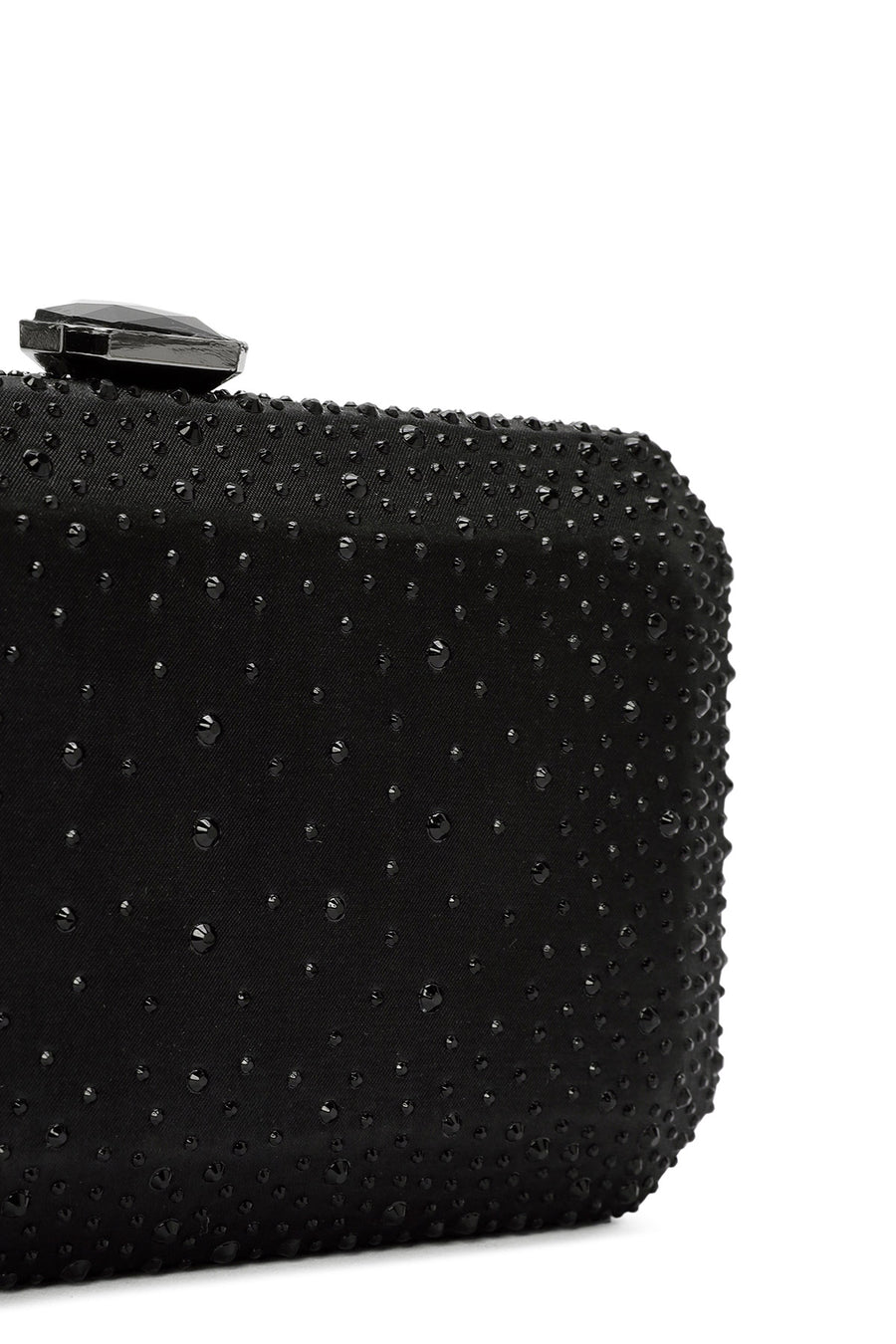 Women's Black Long Strap Stone Clutch Bag