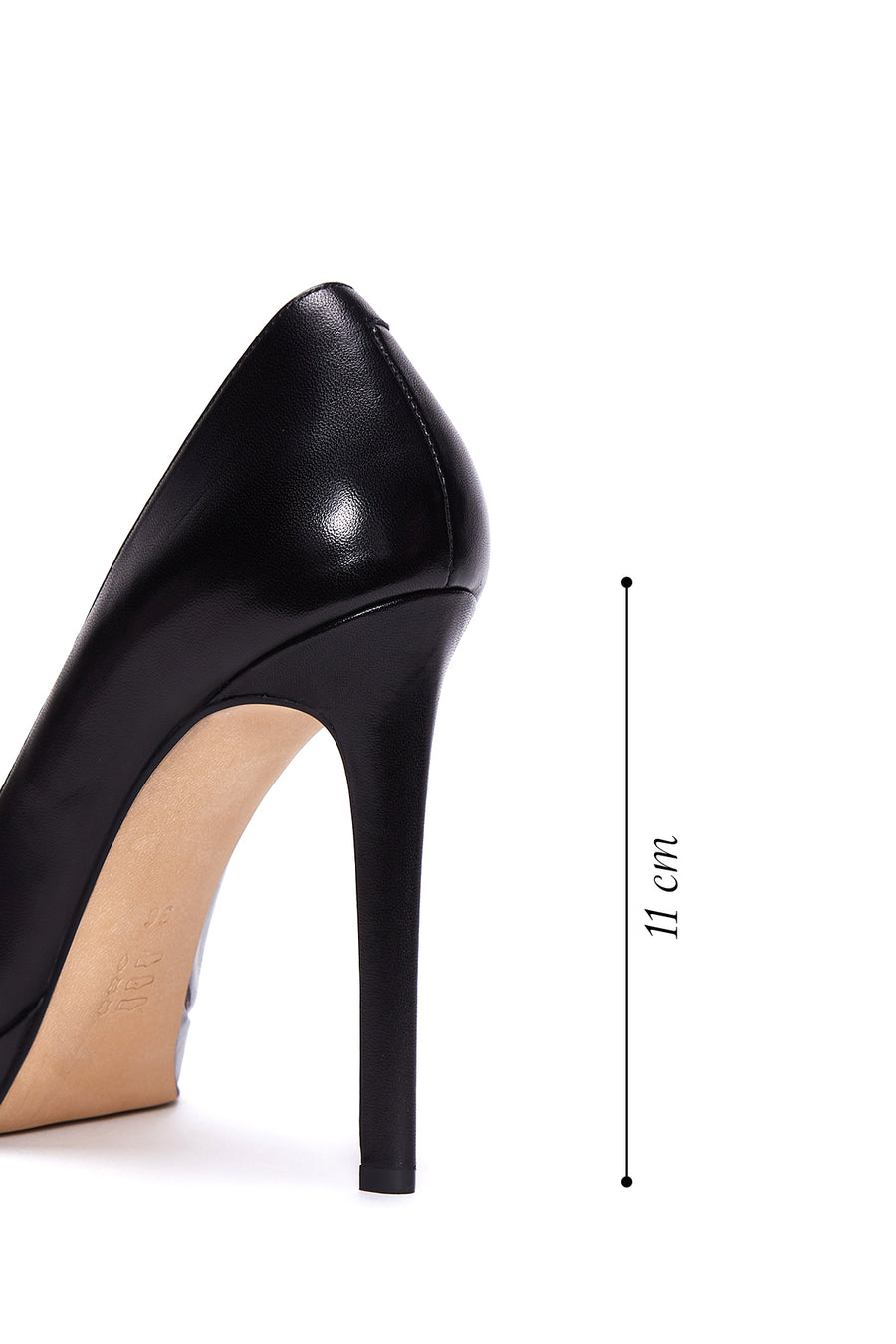 Women's Black Leather Heeled Shoes