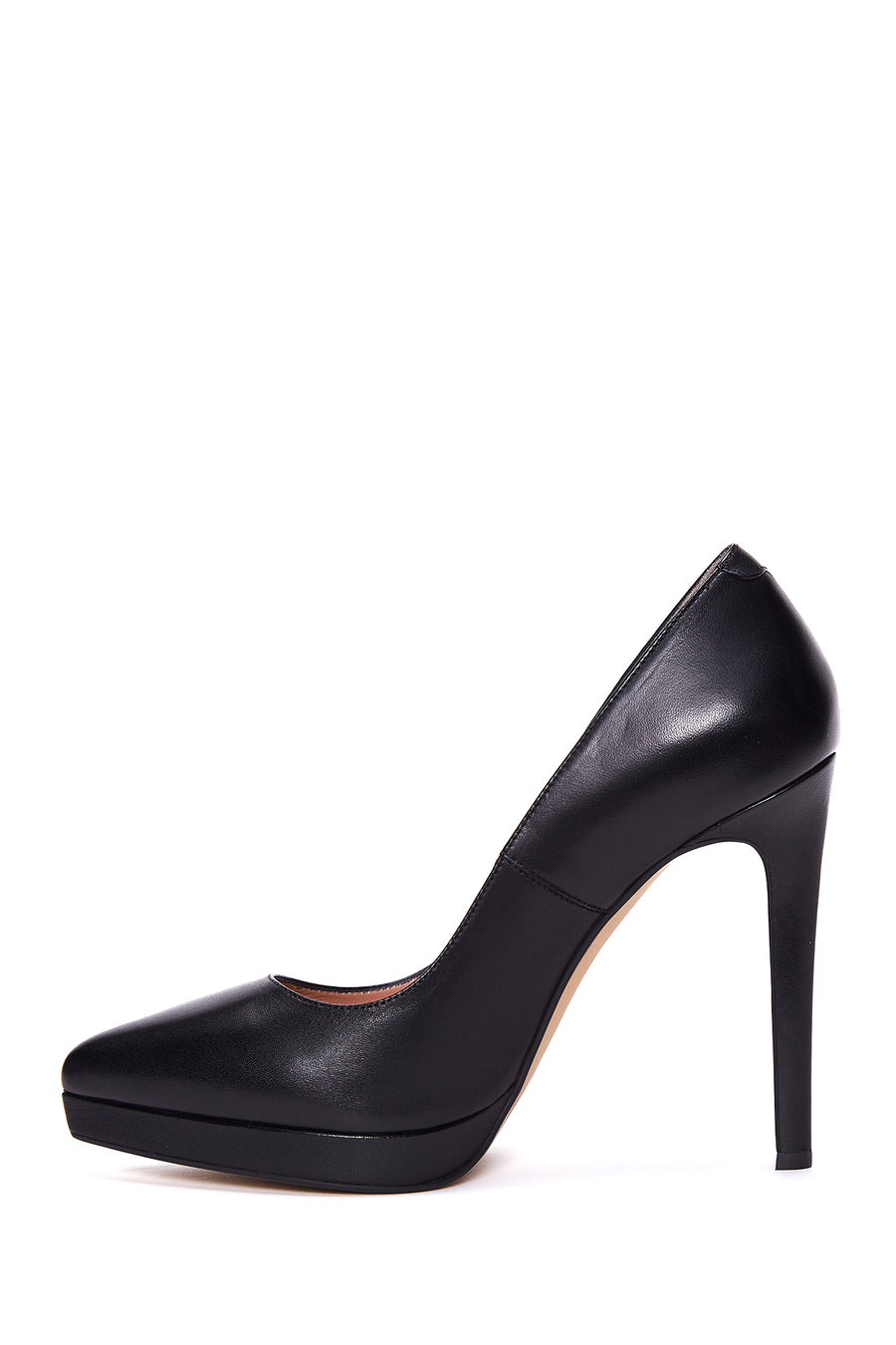 Women's Black Leather Heeled Shoes
