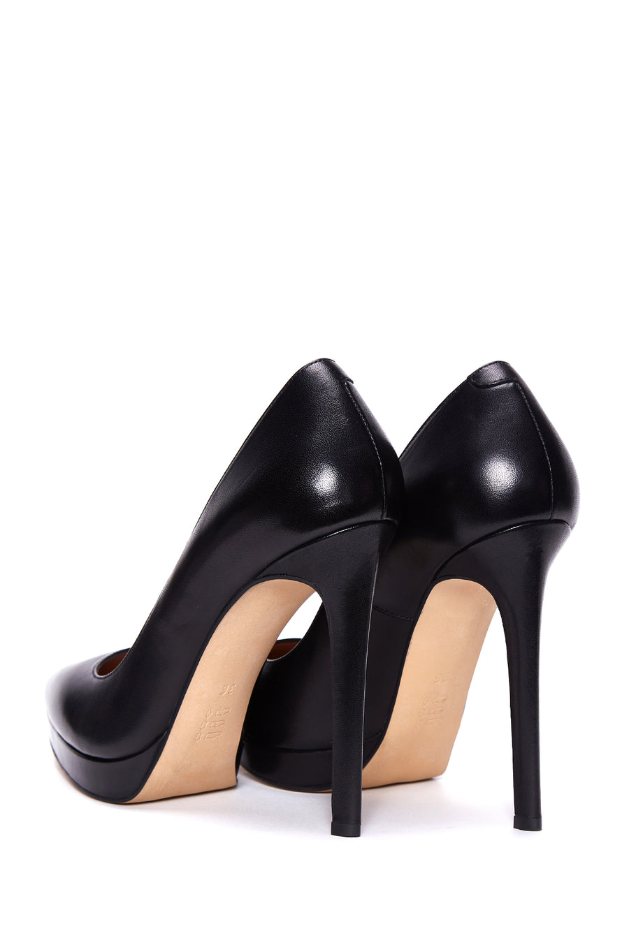 Women's Black Leather Heeled Shoes