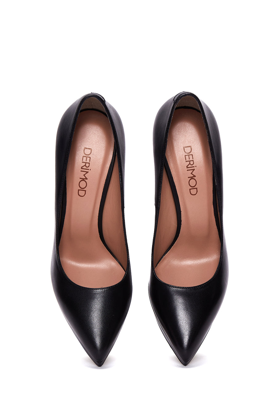 Women's Black Leather Heeled Shoes