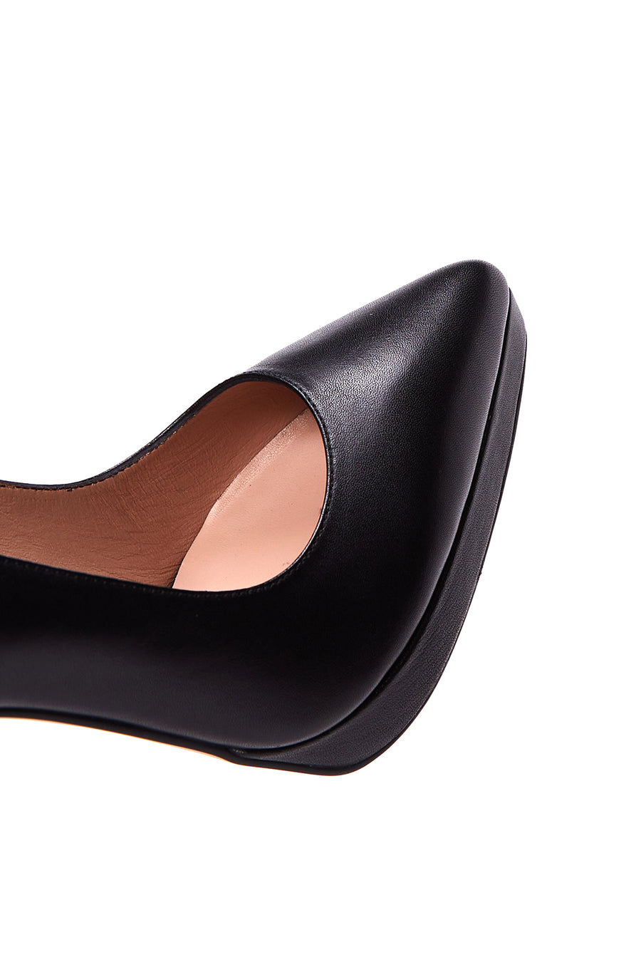 Women's Black Leather Heeled Shoes