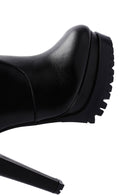 Women's Black Zippered High Heel Platform Leather Boots | Derimod