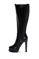 Women's Black Zippered High Heel Platform Leather Boots | Derimod