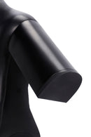 Women's Black Zippered Thick Heeled Leather Boots | Derimod