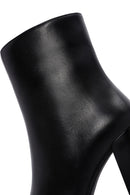Women's Black Zippered Thick Heeled Leather Boots | Derimod