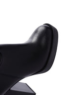 Women's Black Thick Heeled Zippered Leather Boots | Derimod