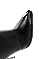 Women's Black Thin High Heel Zippered Classic Leather Boots | Derimod