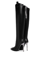Women's Black Thin High Heel Zippered Classic Leather Boots | Derimod