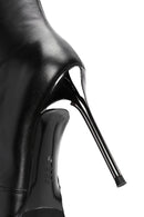 Women's Black Thin High Heel Zippered Classic Leather Boots | Derimod