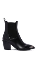 Women's Black Heeled Leather Chelsea Boots | Derimod