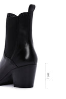 Women's Black Heeled Leather Chelsea Boots | Derimod