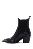 Women's Black Heeled Leather Chelsea Boots | Derimod