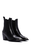 Women's Black Heeled Leather Chelsea Boots | Derimod