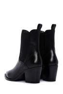 Women's Black Heeled Leather Chelsea Boots | Derimod