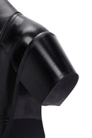 Women's Black Leather Heeled Cowboy Boots | Derimod