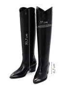 Women's Black Leather Heeled Cowboy Boots | Derimod