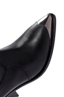 Women's Black Leather Heeled Cowboy Boots | Derimod