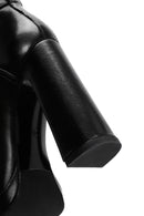Women's Black Thick High Heel Leather Boots | Derimod