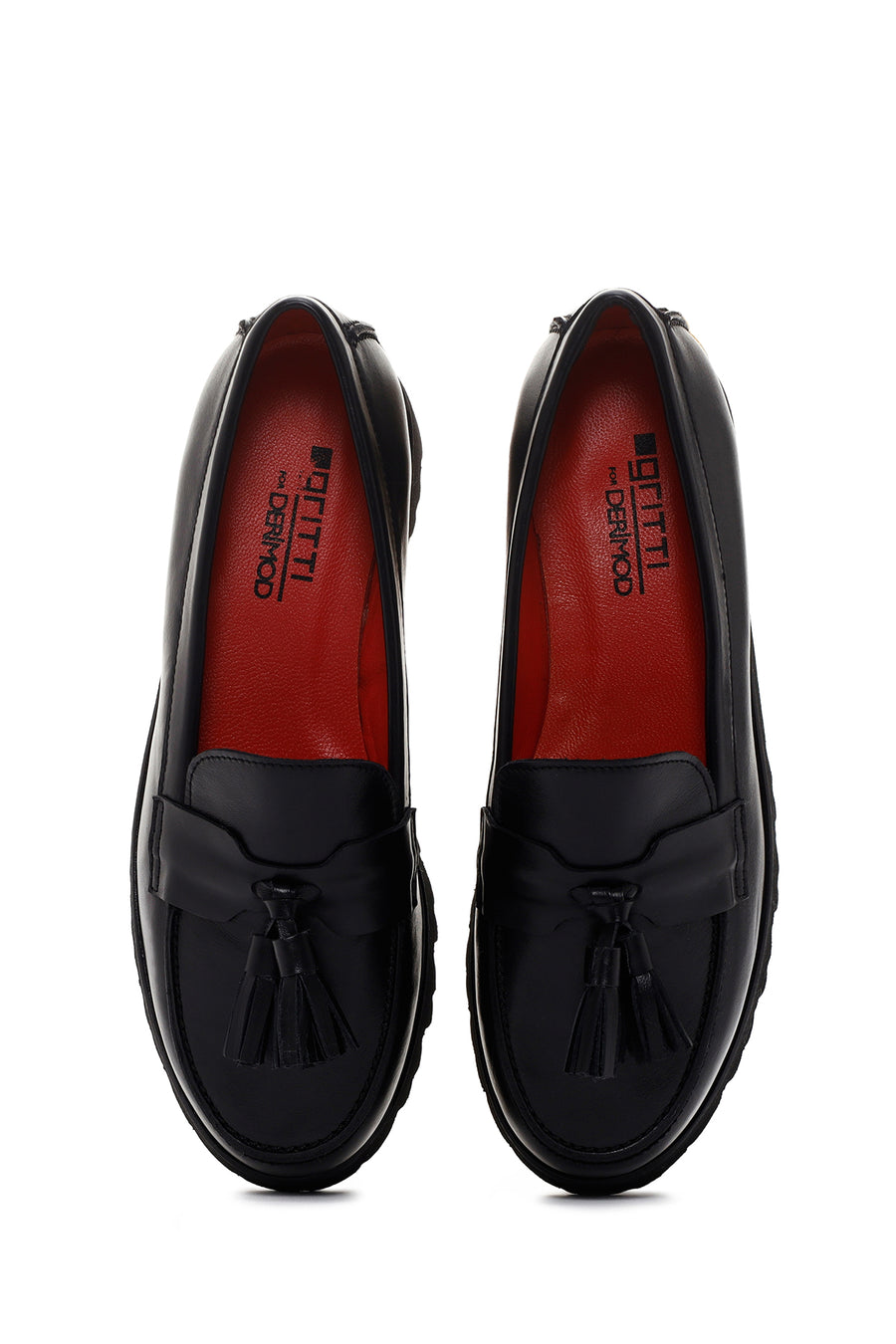 Derimod Gritti Kadın Siyah Deri Maskülen Loafer