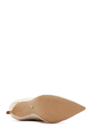 Kadın Altın İnce Topuklu Taşlı Deri Çizme | Derimod