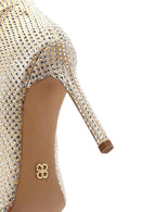 Kadın Altın İnce Topuklu Taşlı Deri Çizme | Derimod