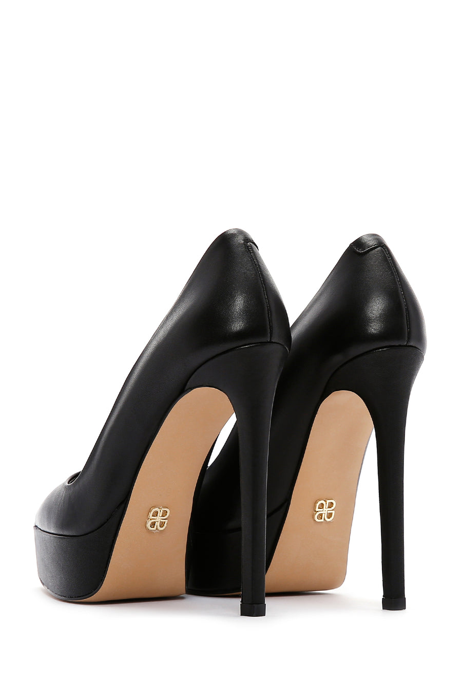 Women's Black Platform Thin Heeled Shoes
