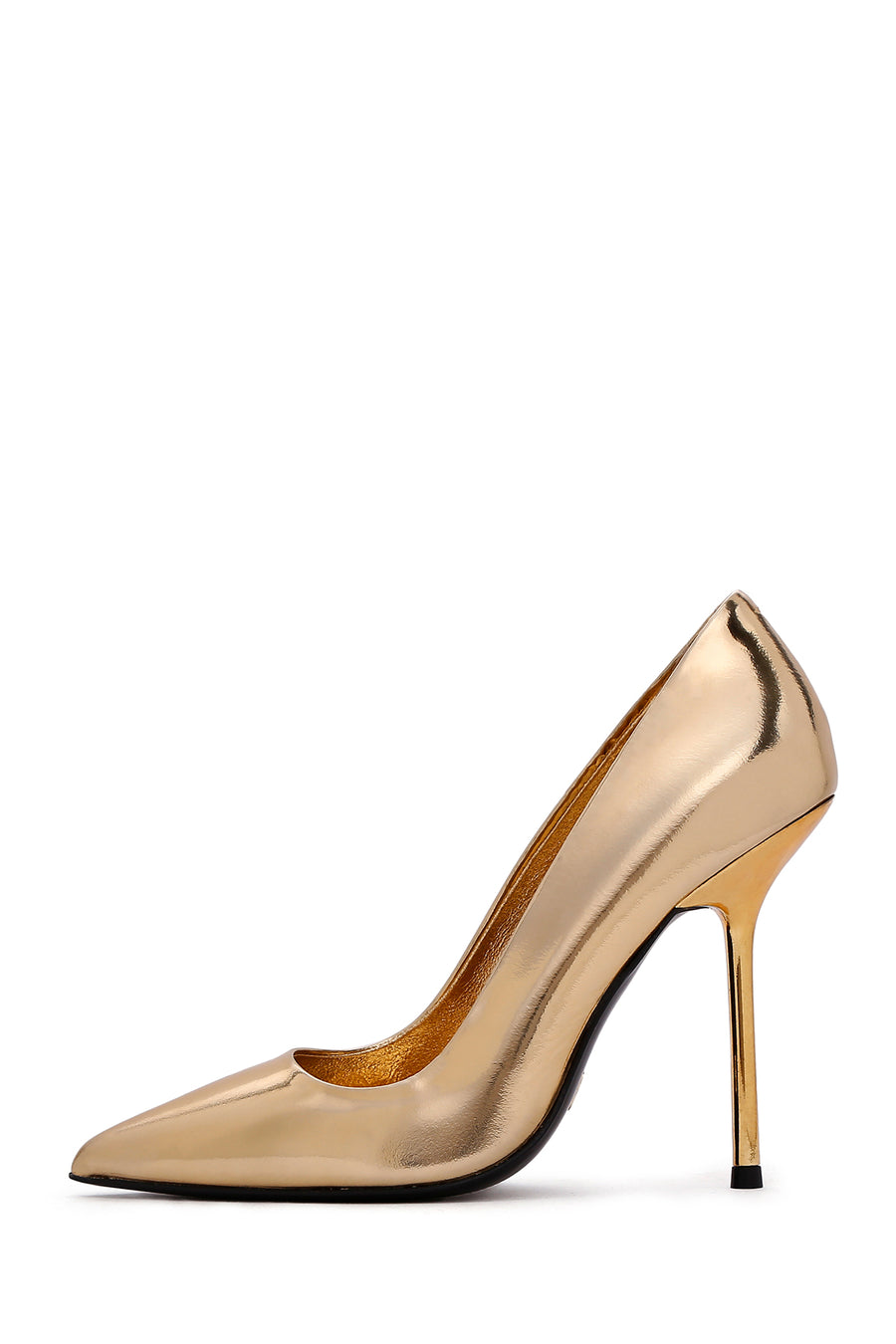 Women's Gold Heeled Patent Leather Stiletto